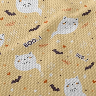 Cute Ghost Cat Birdseye Piqué