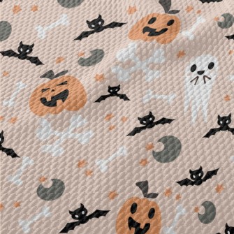 Playful Halloween Doodles Birdseye Piqué