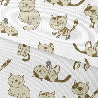 Hand Drawn Domestic Cat Waterproof Oxford