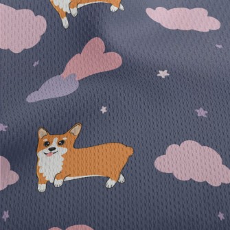 Hand Drawn Corgi In The Sky Athletic Mesh Flat Back