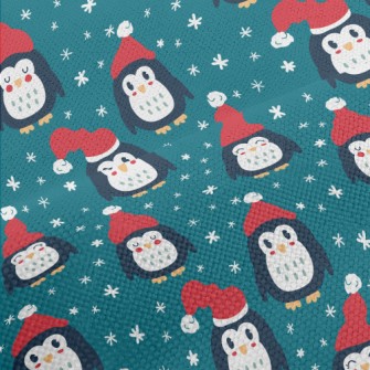 Penguin With Santa Hat Performance Linen