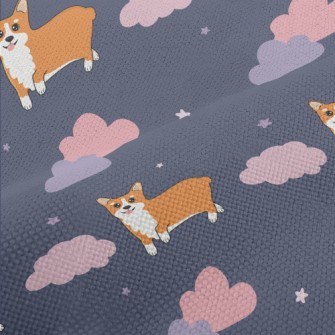 Hand Drawn Corgi In The Sky Performance Linen