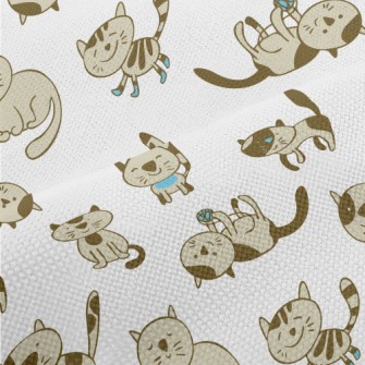 Hand Drawn Domestic Cat Performance Linen