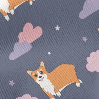 Hand Drawn Corgi In The Sky Standard Corduroy
