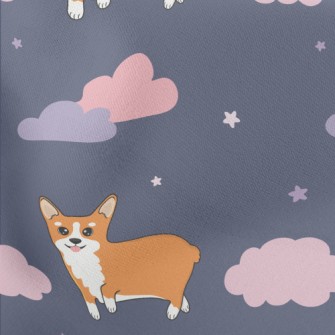 Hand Drawn Corgi In The Sky Stretch Ponte