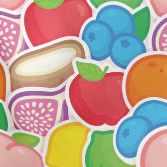 Colorful Fruit Stickers Stretch Ponte