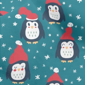 Penguin With Santa Hat Micro Fleece
