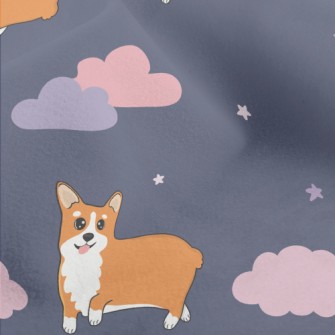 Hand Drawn Corgi In The Sky Micro Fleece