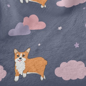 Hand Drawn Corgi In The Sky Minky