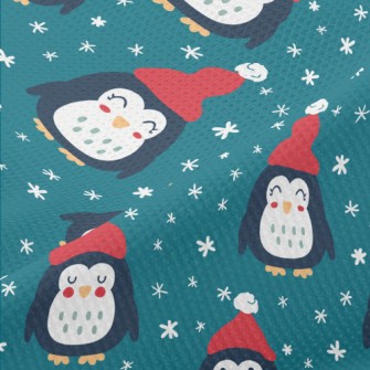 Penguin With Santa Hat Piqué