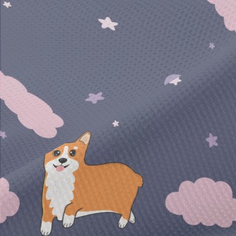 Hand Drawn Corgi In The Sky Piqué