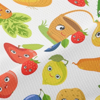 Cute Fruits And Vegetables Piqué