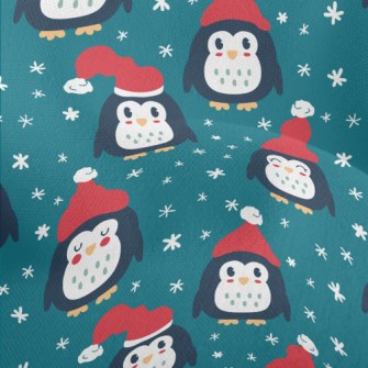 Penguin With Santa Hat Lightweight Performance Linen