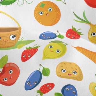 Cute Fruits And Vegetables Lightweight Performance Linen