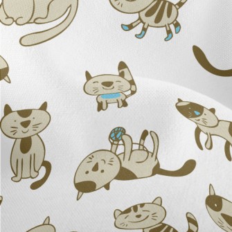 Hand Drawn Domestic Cat Lightweight Performance Linen