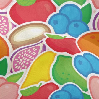 Colorful Fruit Stickers Lightweight Performance Linen