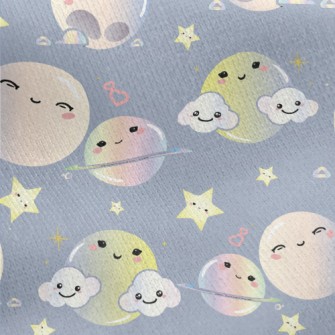 Cute Smiling Starry Sky Jersey Backed Fleece