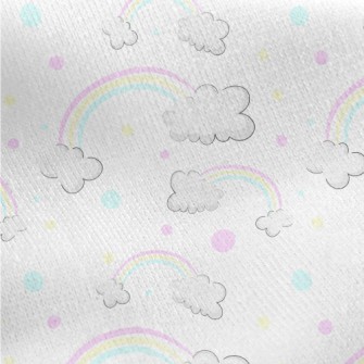 Cartoon Rainbow Clouds Jersey Backed Fleece