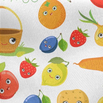 Cute Fruits And Vegetables Jersey Backed Fleece