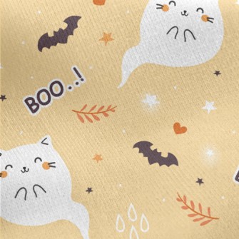 Cute Ghost Cat Jersey Backed Fleece