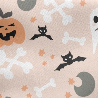 Playful Halloween Doodles Jersey Backed Fleece