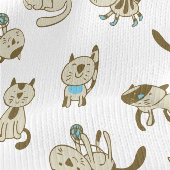 Hand Drawn Domestic Cat Stretch Jersey