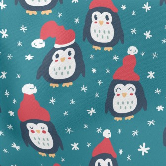 Penguin With Santa Hat Lightweight Cotton Poplin