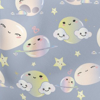 Cute Smiling Starry Sky Lightweight Cotton Poplin