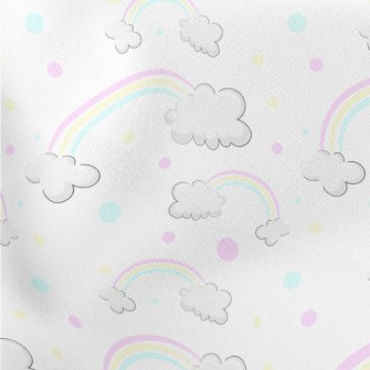 Cartoon Rainbow Clouds Lightweight Cotton Poplin