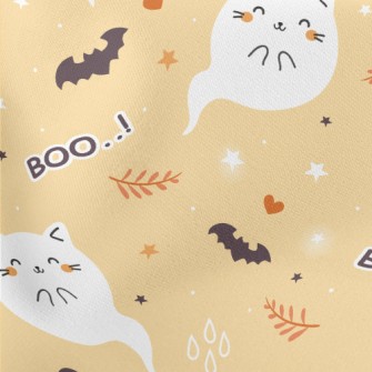 Cute Ghost Cat Lightweight Cotton Poplin