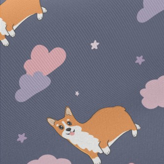 Hand Drawn Corgi In The Sky Midweight Cotton Poplin
