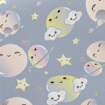 Cute Smiling Starry Sky Midweight Cotton Poplin