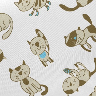Hand Drawn Domestic Cat Midweight Cotton Poplin