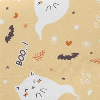 Cute Ghost Cat Midweight Cotton Poplin