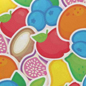 Colorful Fruit Stickers Midweight Cotton Poplin